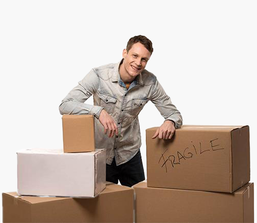Man with boxes (fragile)