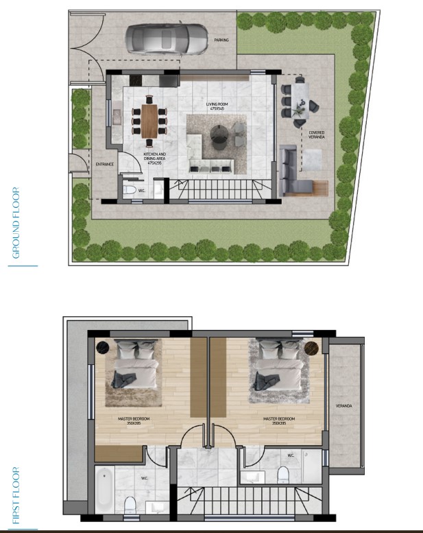 2beds villa floor plan